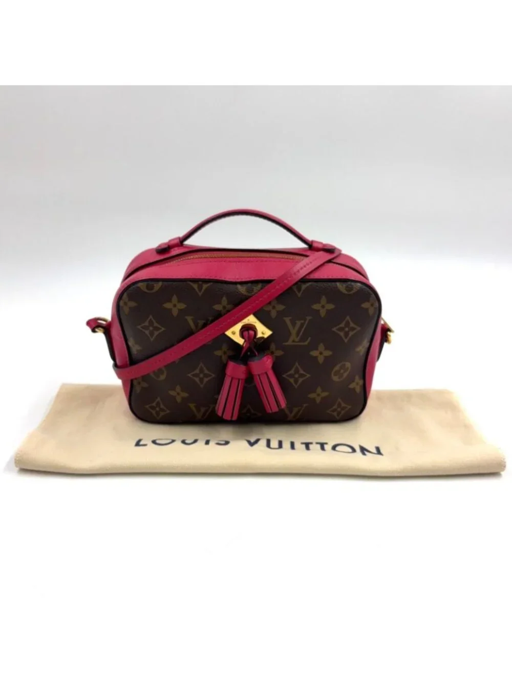 Louis Vuitton Saintonge Monogram Freesia Leather Pink Brown Shoulder Bag Gold